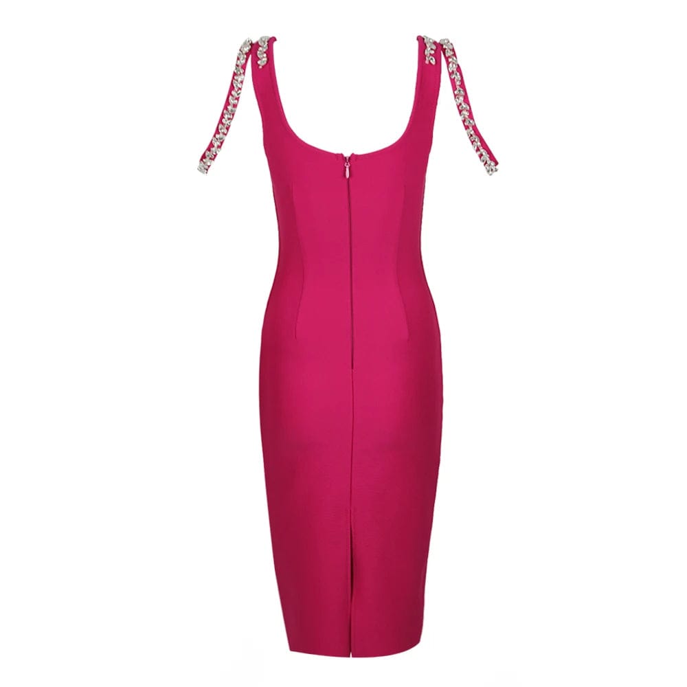 SB2665 Crystal luxury Evening Dresses Square Neck Midi Dress Bodycon Bandage Dresses For Women