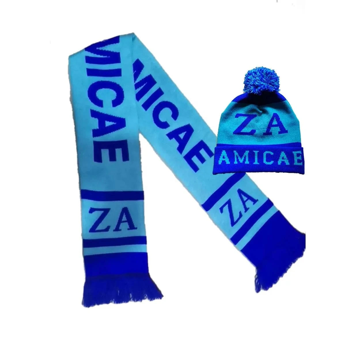scarf hat set customized logo sport football Sorority Organization scarf Blue ZA 1948 Winter Knit Hat Zeta Amicae Scarves Beanie Sets