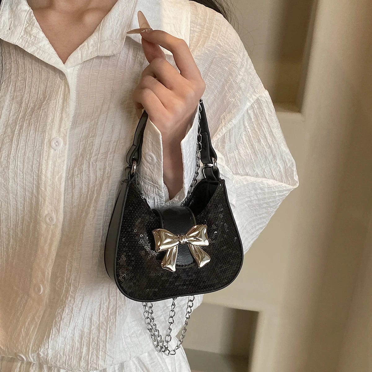 Sequin Crossbody Bags for Women 2024 Luxury Designer Trend Chain Shoulder Women's Mini Bags