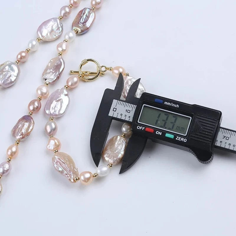 set Handmade 18k gold plated square shape freshwater pearl beads women jewelry set