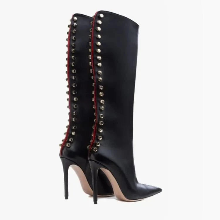 Sexy Black Luxury Winter Knee High Boots For Women Stiletto High Heels Over Knee High Boots Woman Heel Boots