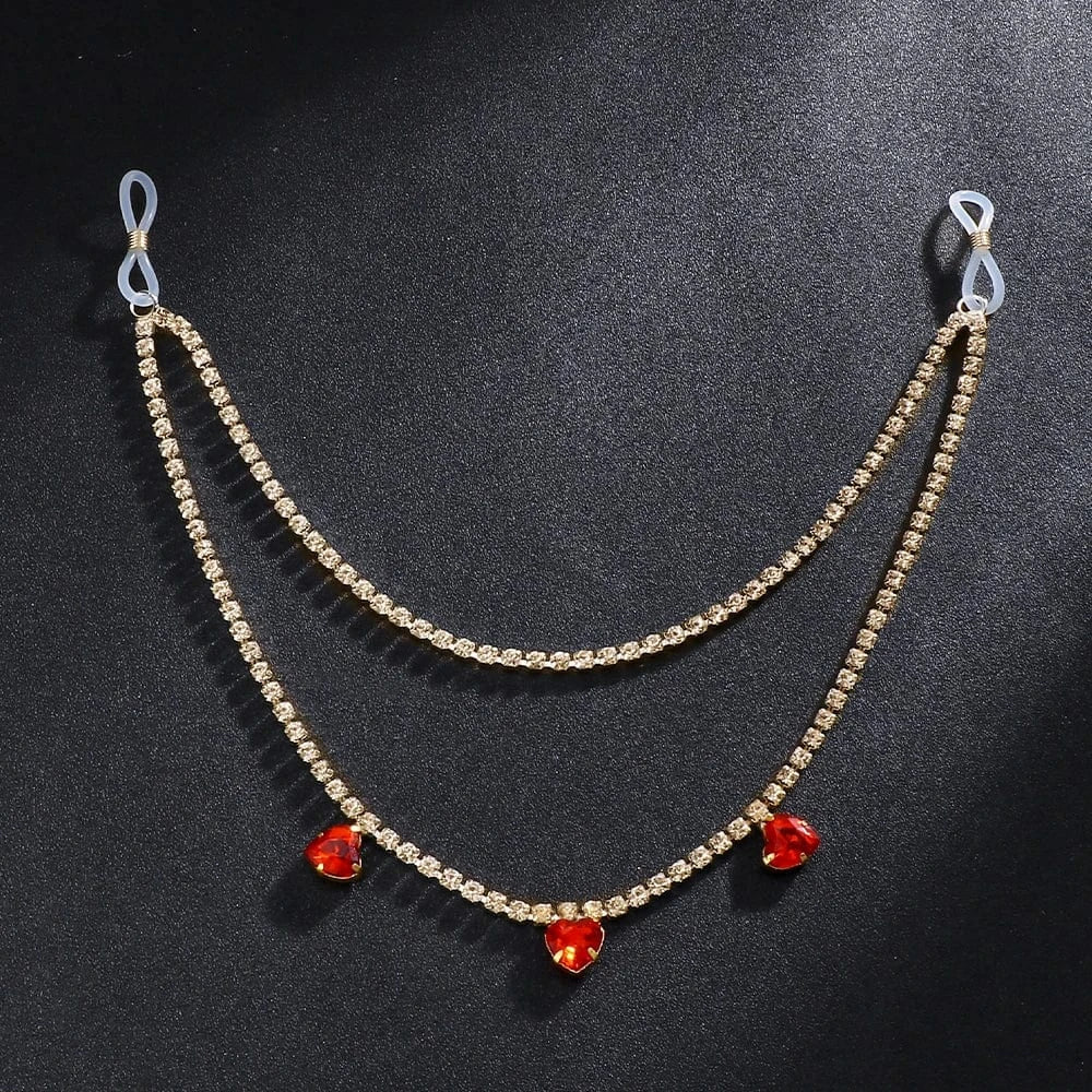 Sexy Double Layer Red Heart Rhinestone Body Chain Jewelry For Women Nightclub Party Crystal Bra Chest Chain Wholesale