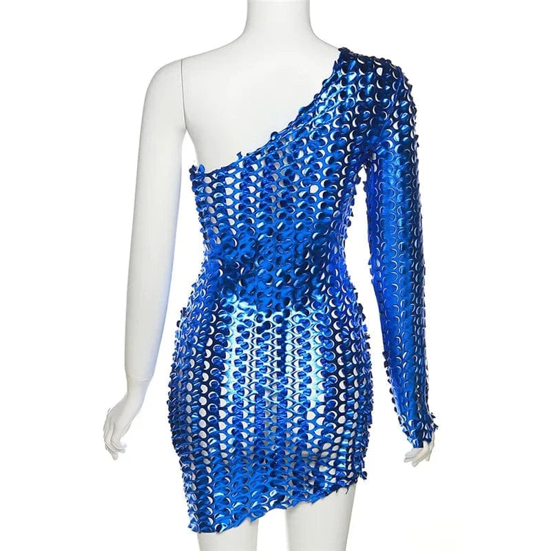 Sexy Dresses with Hole Solid Bodycon Women Clothing 2023 Spring Ladies Sloping Shoulders Casual Women Dresses