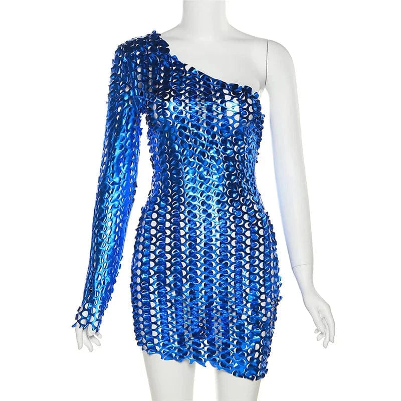 Sexy Dresses with Hole Solid Bodycon Women Clothing 2023 Spring Ladies Sloping Shoulders Casual Women Dresses