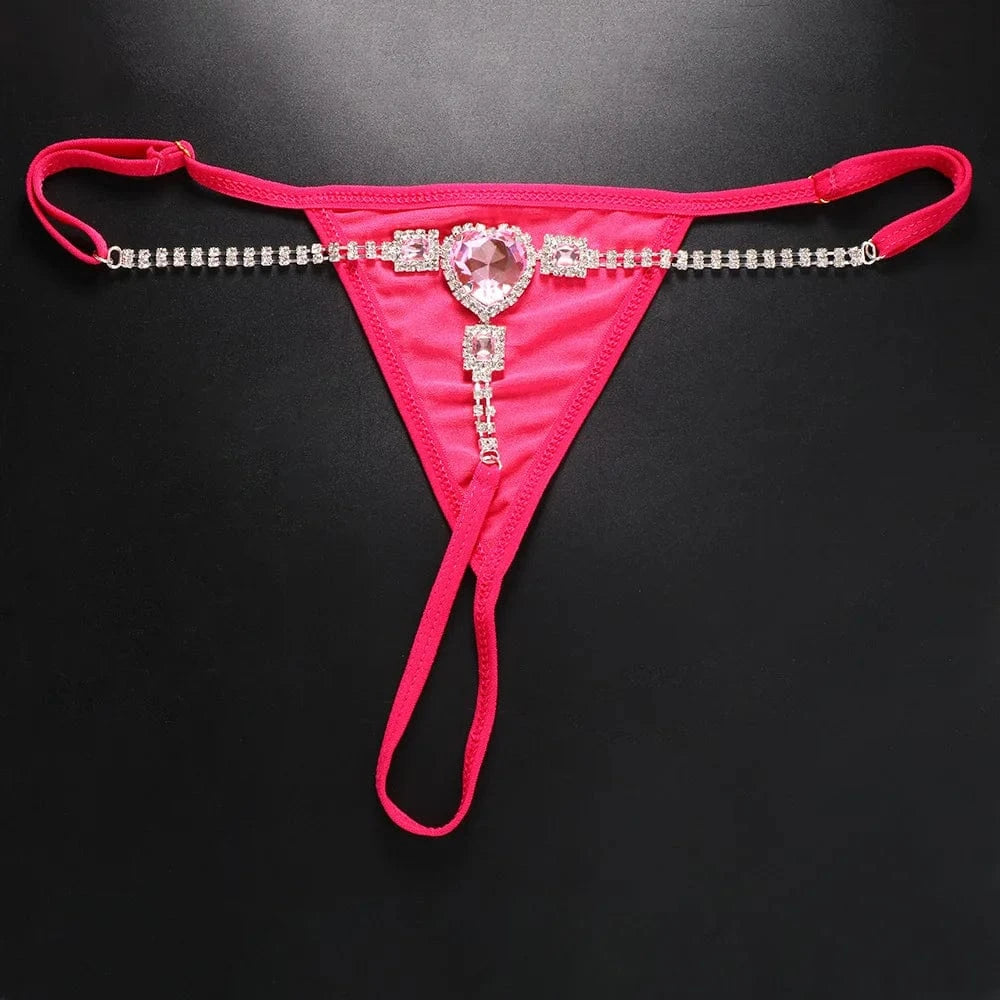 Sexy Pink Heart Rhinestone Waist Body Chain Jewelry For Women Bikini Crystal Panties Underwear Decoration Wholesale