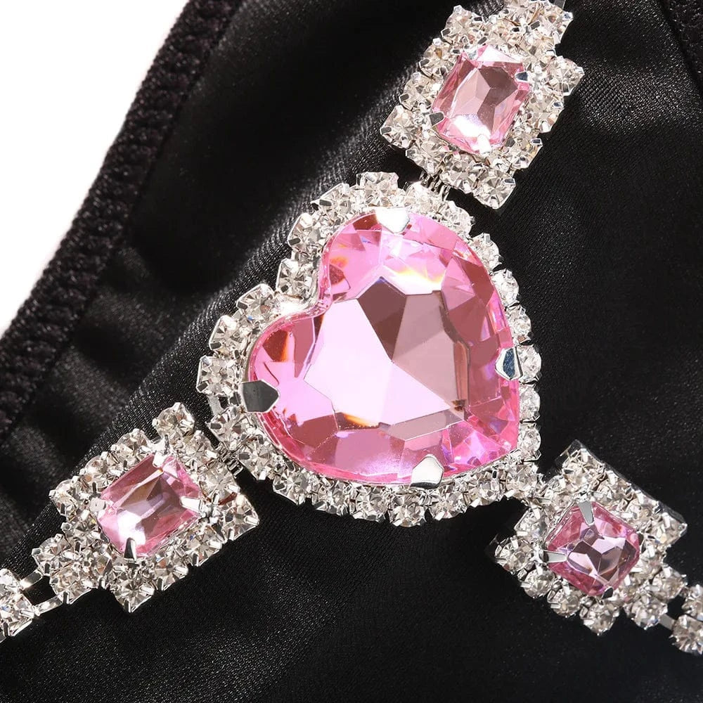 Sexy Pink Heart Rhinestone Waist Body Chain Jewelry For Women Bikini Crystal Panties Underwear Decoration Wholesale