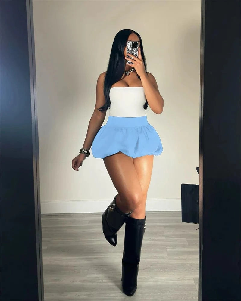 Sexy Pleated Bubble Skirt for Women High Waist Solid Lolita Micro Skirt Preppy Harajuku Y2K Clothes Cute Mini Skirts Birthday