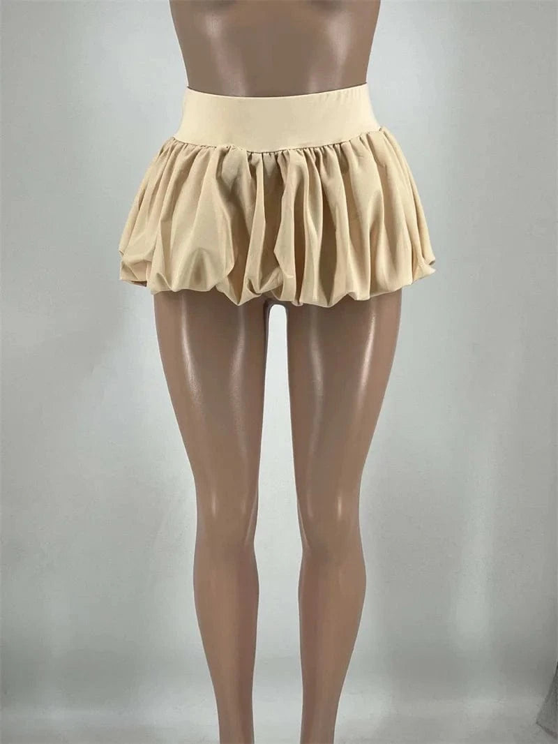 Sexy Pleated Bubble Skirt for Women High Waist Solid Lolita Micro Skirt Preppy Harajuku Y2K Clothes Cute Mini Skirts Birthday