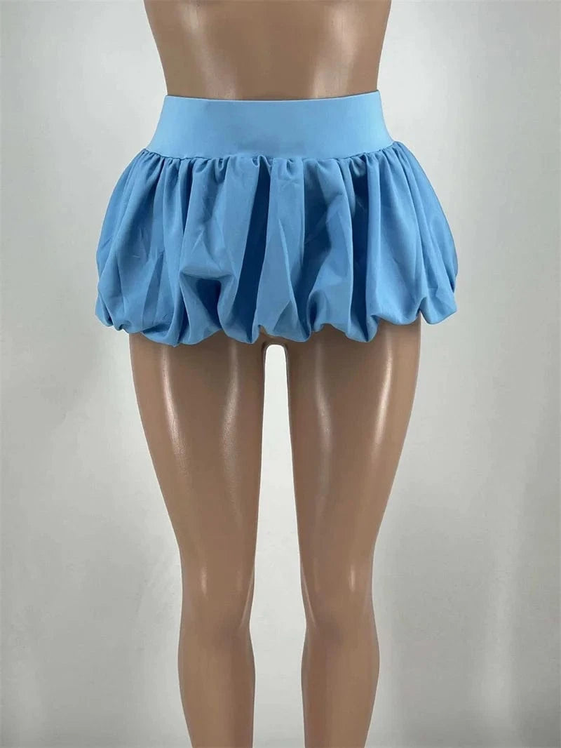 Sexy Pleated Bubble Skirt for Women High Waist Solid Lolita Micro Skirt Preppy Harajuku Y2K Clothes Cute Mini Skirts Birthday