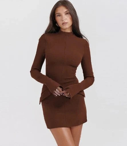 Sexy Round Scoop Neck Bodycon Dress for Women Elegant Casual Dress 2024