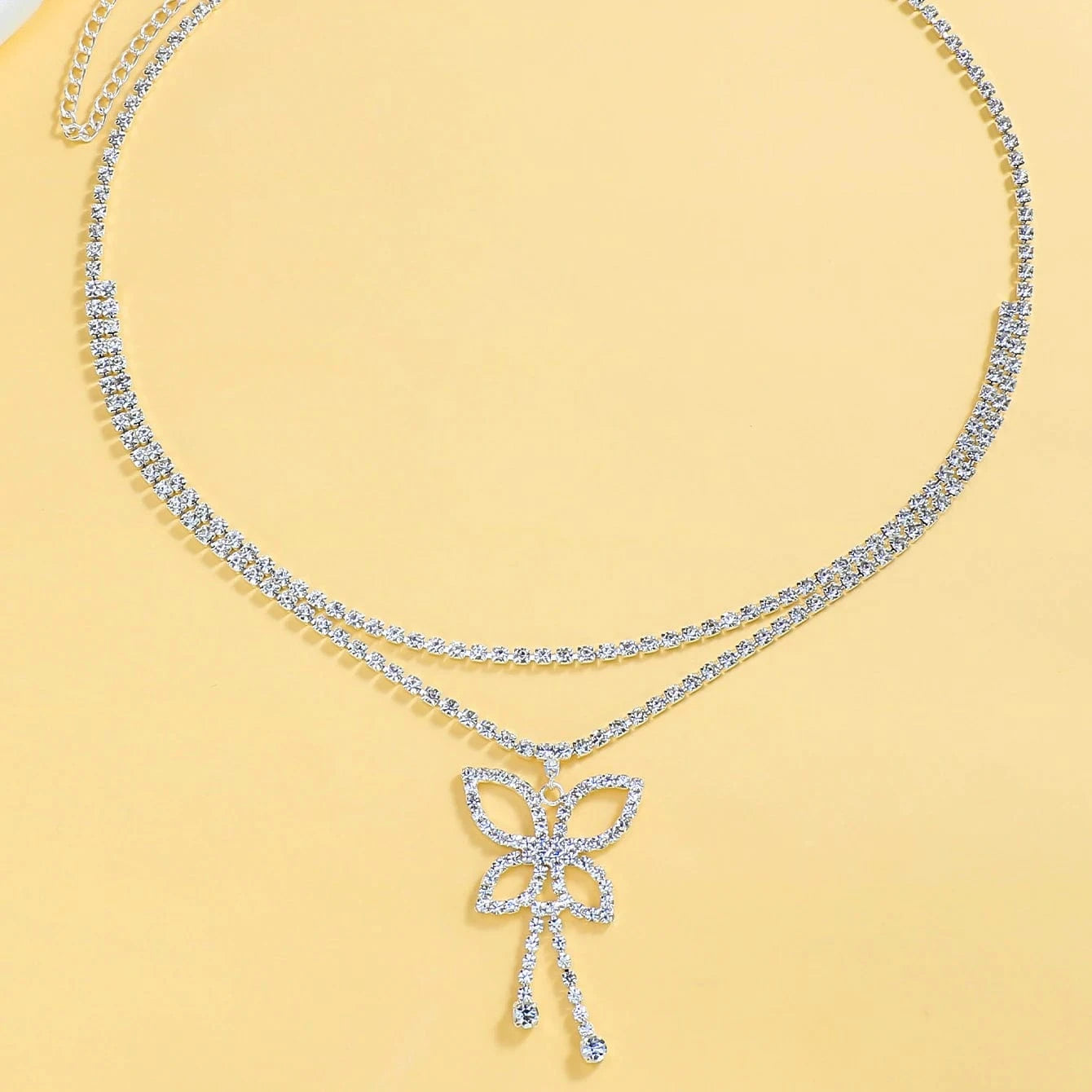 Sexy / silver Fashion Exaggerated Butterfly Rhinestone Waist Chain Women Sexy Beach Bling Body Chain Decoration Jewelry Wholesale