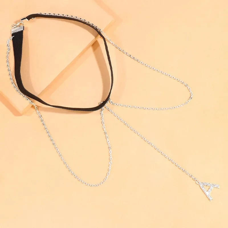 sexy / silver Sexy Letter A Rhinestone Leg Chain for Women Fashion Crystal Alphabet Elastic Thigh Chain Body Jewelry Wholesale