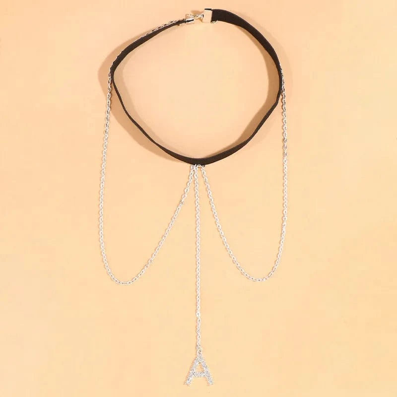 sexy / silver Sexy Letter A Rhinestone Leg Chain for Women Fashion Crystal Alphabet Elastic Thigh Chain Body Jewelry Wholesale