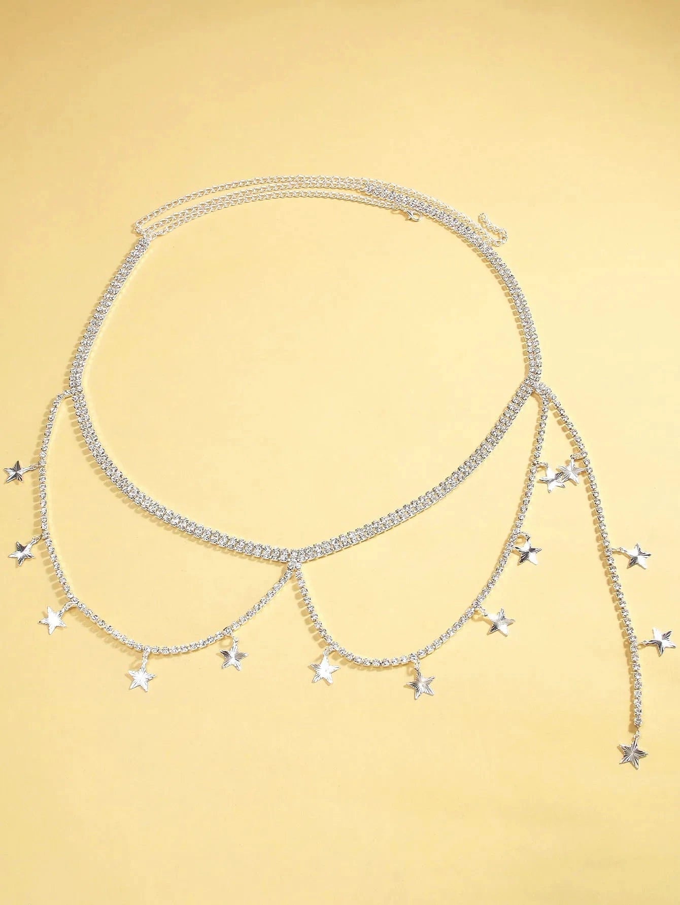 Sexy / silver Sexy Simple Star Design Full Rhinestone Waist Chain Jewelry For Women Girls Bikini Party Belt Body Chain Accessories