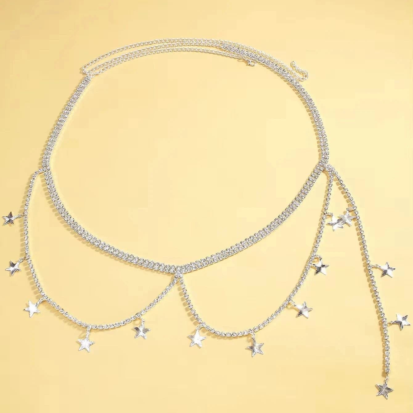 Sexy Simple Star Design Full Rhinestone Waist Chain Jewelry For Women Girls Bikini Party Belt Body Chain Accessories