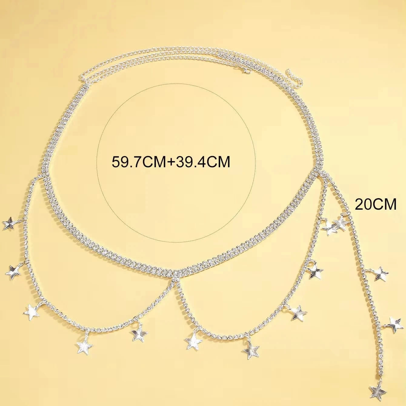 Sexy Simple Star Design Full Rhinestone Waist Chain Jewelry For Women Girls Bikini Party Belt Body Chain Accessories