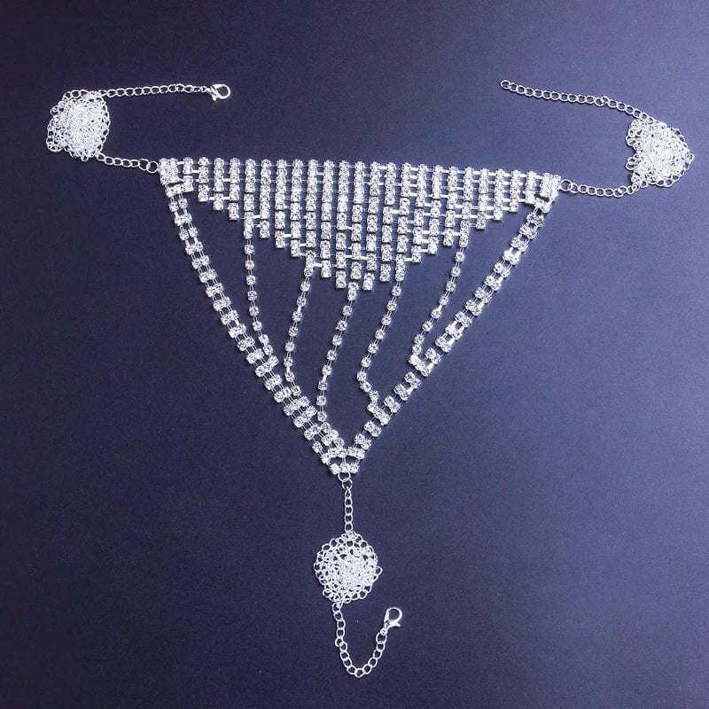 Sexy Tassel Bra and Thong for Women Underwear Set Rhinestone Body Jewelry Club Party Honeymoon Gift Wholesale