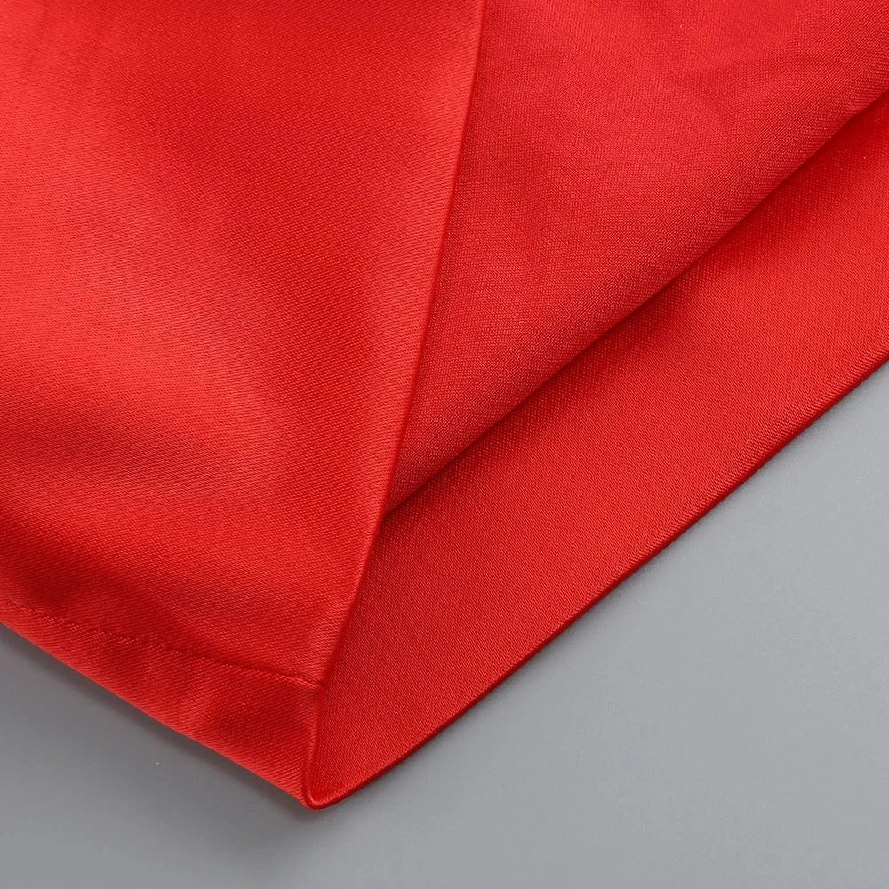 Sexy Women Red Hollow Open Back Lace-up Slim Dress Pleated High Split V-Neck Long Dress  Elegant Evening Club Gown Party Dress