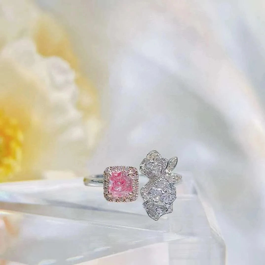 SGARIT Certified Diamond Jewelry 18k Gold 0.5CT VS Fancy Pink Diamond Engagement Ring cushion Cut Diamond Women Jewellery Ring