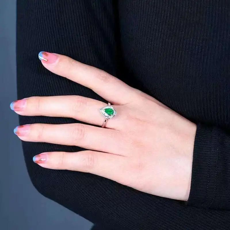 SGARIT Luxury Jewelry 18k Gold 0.66ct Natural Muzo Green Emerald Ring Faceted Gemstones Pear Cut jewelry with GRC certificate