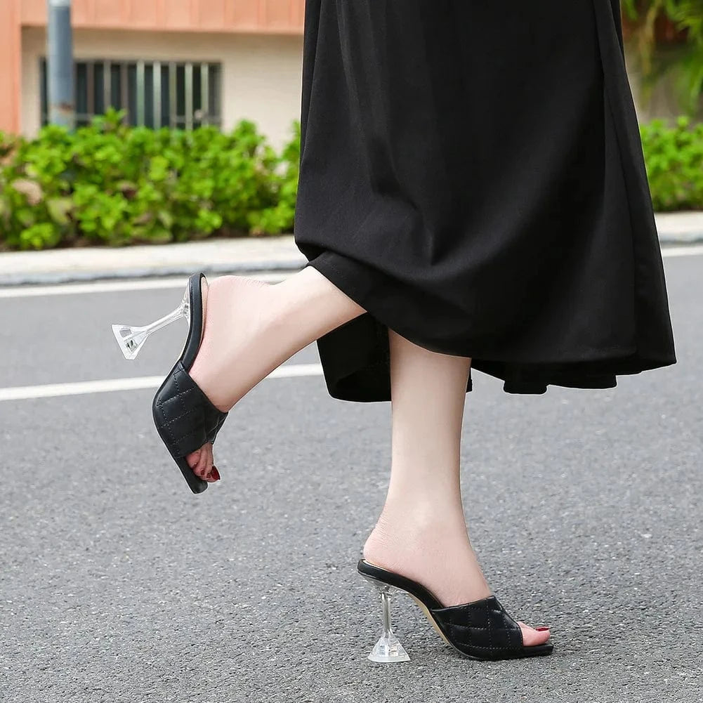 sh10270a Green color ladies footwear pictures clear heel women high heel sandals