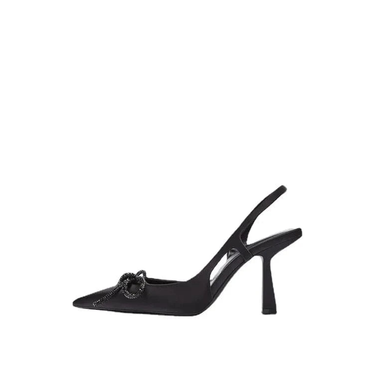 sh10733a Drop shipping high-heeled sandals black color heels with bowknot 2024