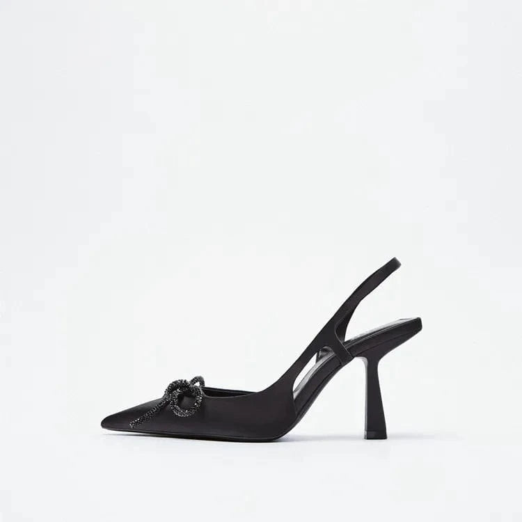 sh10733a Drop shipping high-heeled sandals black color heels with bowknot 2024