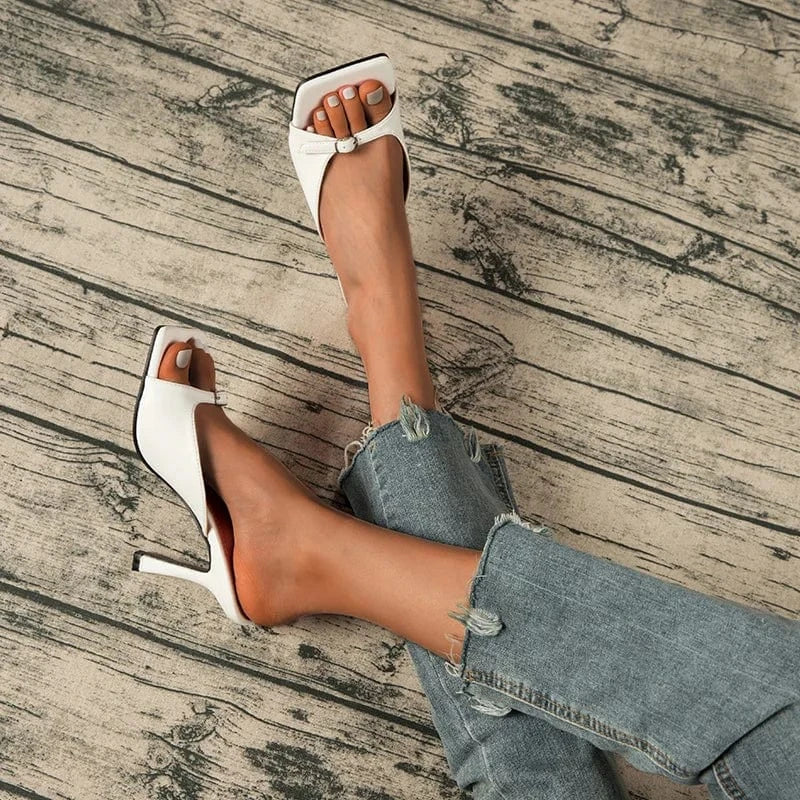 sh10768a 2024 design ladies high heel fancy sandals MOQ 1 pair sexy high heel slippers women 10cm