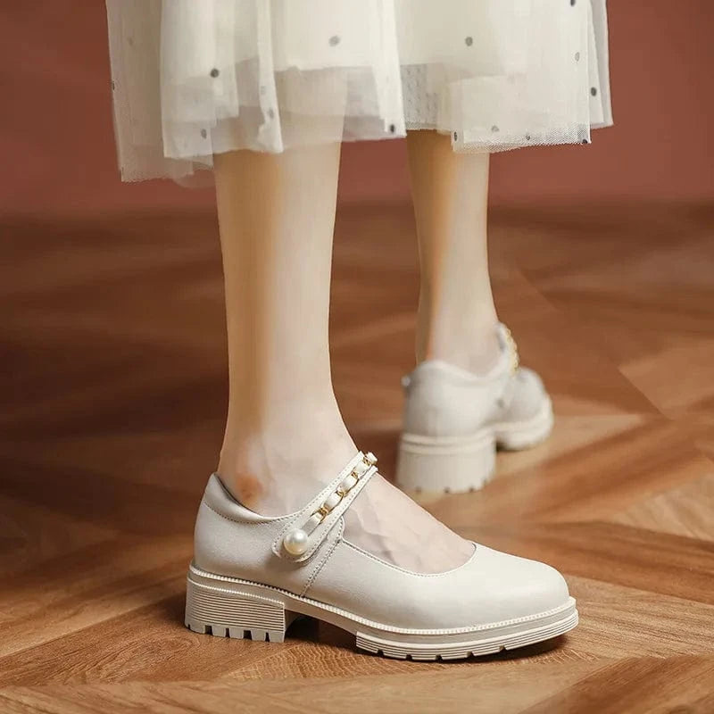 sh11318a Mary Jane Women's Shoes 2023 New Retro Genuine Leather Jk Thick Heel Shoes Girls Large Size