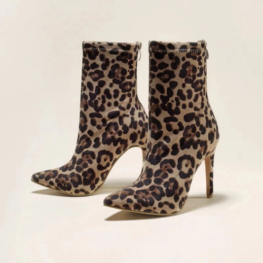 sh11398a Winter 2023 ladies boots shoes high heels leopard boots for woman