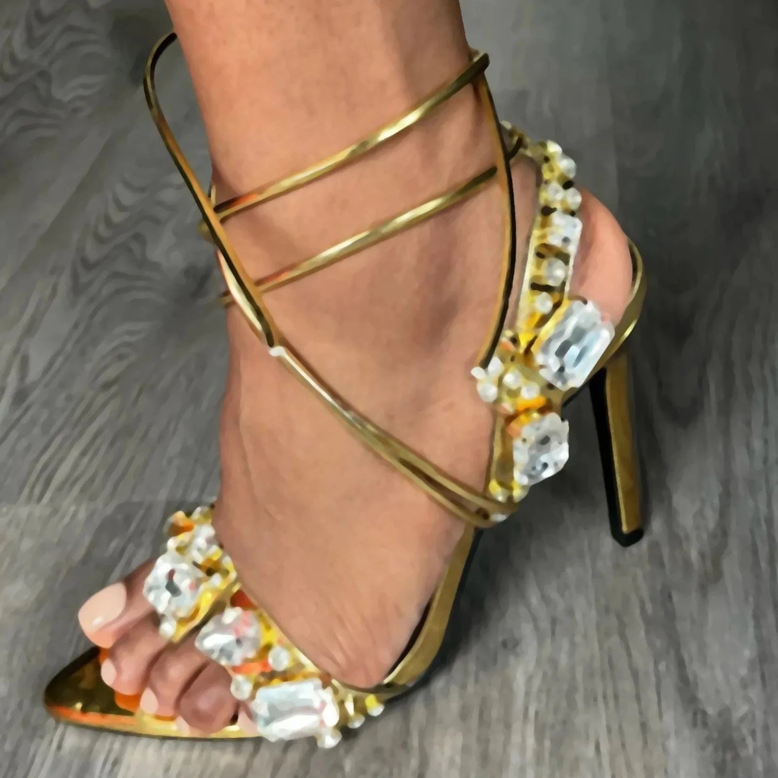 sh11598a Summer 2024 heeled sandals gold heels elegant heel shoes for women