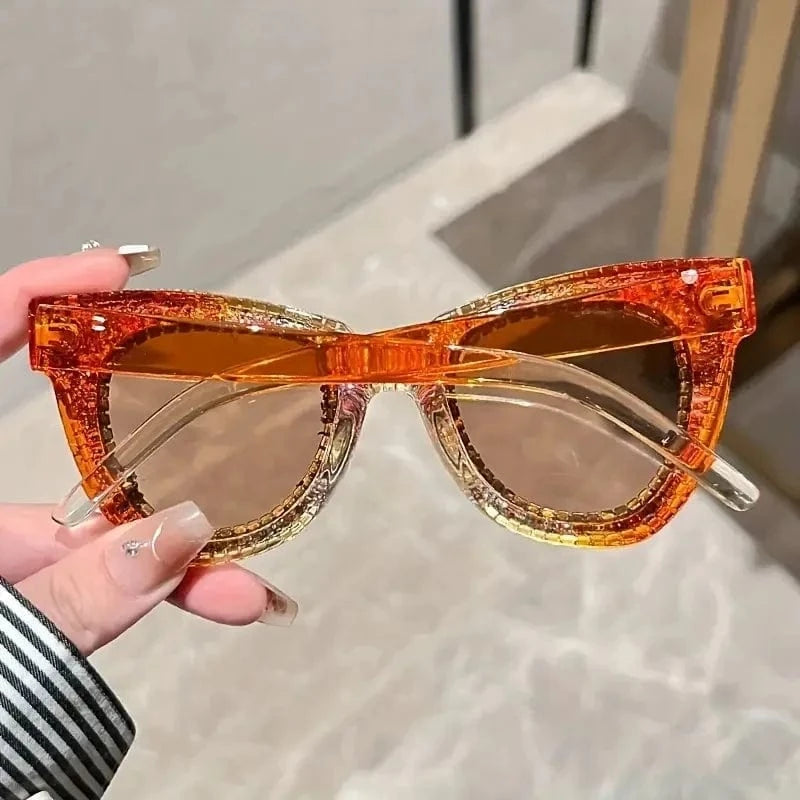 Shining Eye Y2K Rhinestone Cat Eye Fashion Sunglasses For Women Men Bling Summer Beach Sun Shades Costume Party Club Accessory