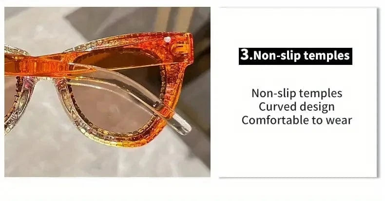Shining Eye Y2K Rhinestone Cat Eye Fashion Sunglasses For Women Men Bling Summer Beach Sun Shades Costume Party Club Accessory
