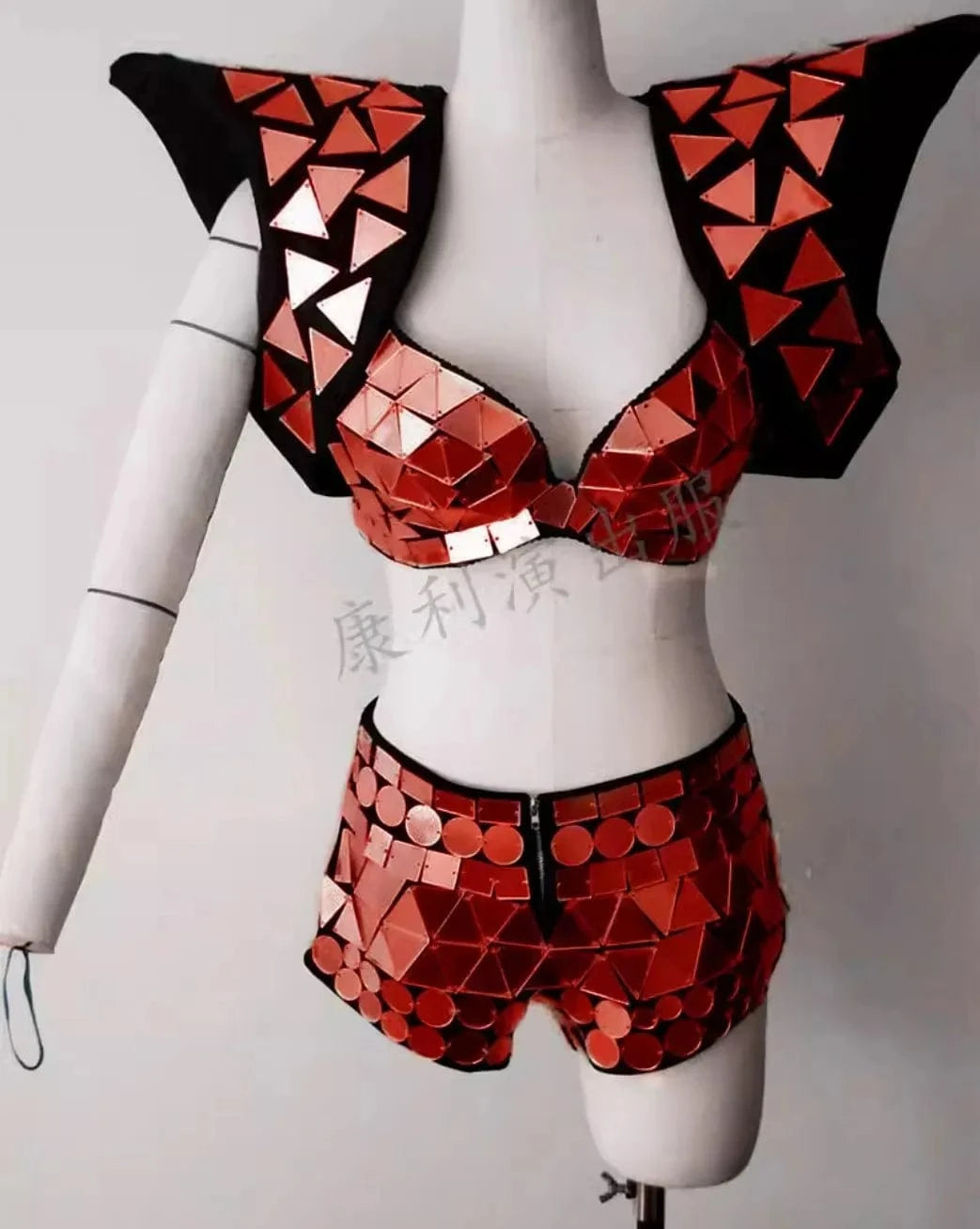 Shiny Bling Sequins Bikini Bra + Shorts 2 Piece Set Women Exotic Dancewear Outfit Set Club Show Singer Stage Performance Costume