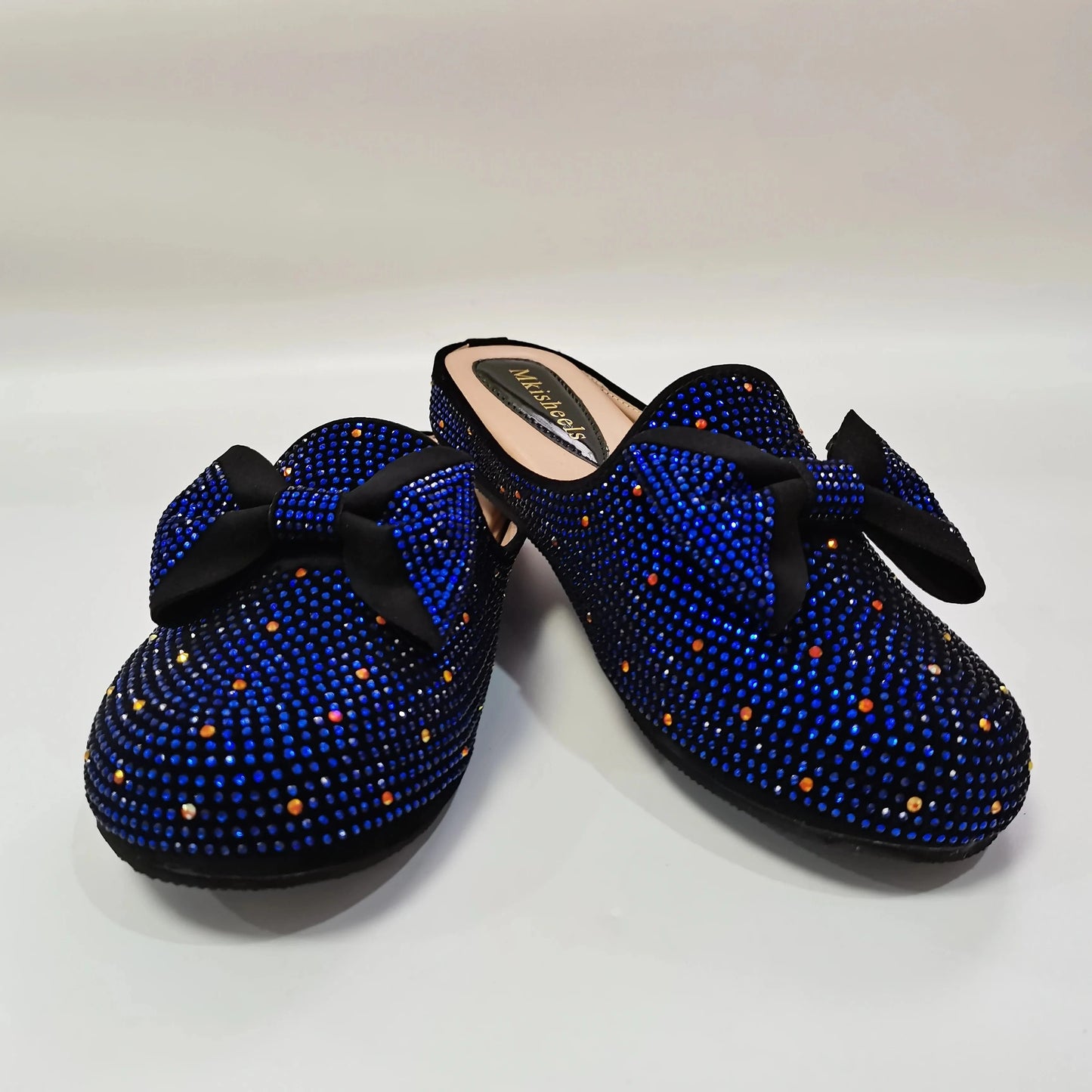 shoes blue / 42 Latest Women Slipper Elegant Italian Women Sandals Shoes for Parties African Wedding Lower Heels Women Shoes