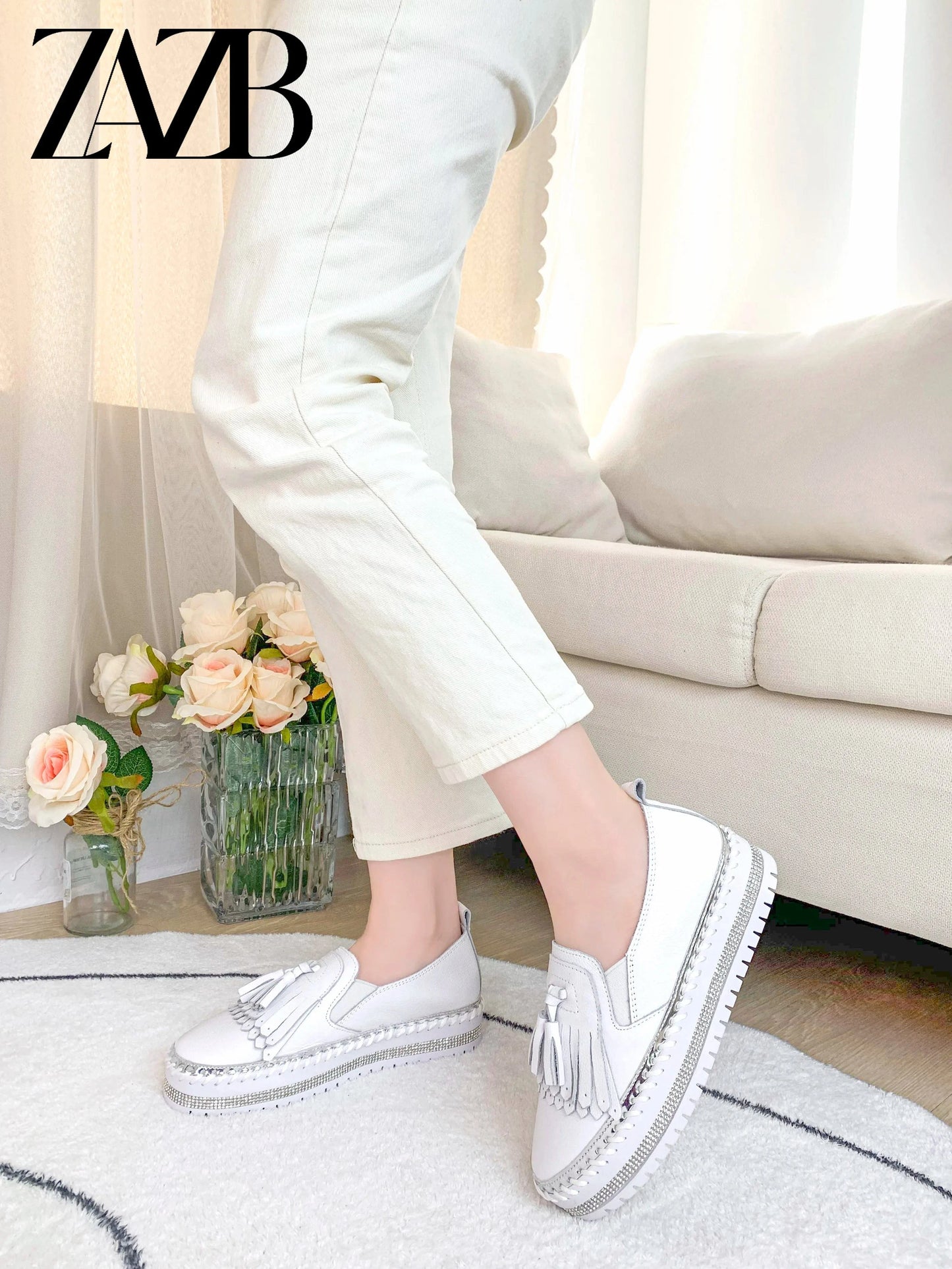 Shoes for women new styles office weave casual Step on the heel loafers tassels simple Half drag women's flats mules