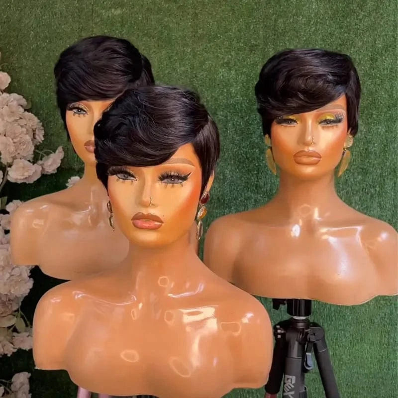 Short / 8 Inches 8-10" 13x4 Colored Virgin Brazilian Human Hair Wigs Short Cut Blonde 613 Pixie Human Hair Wig