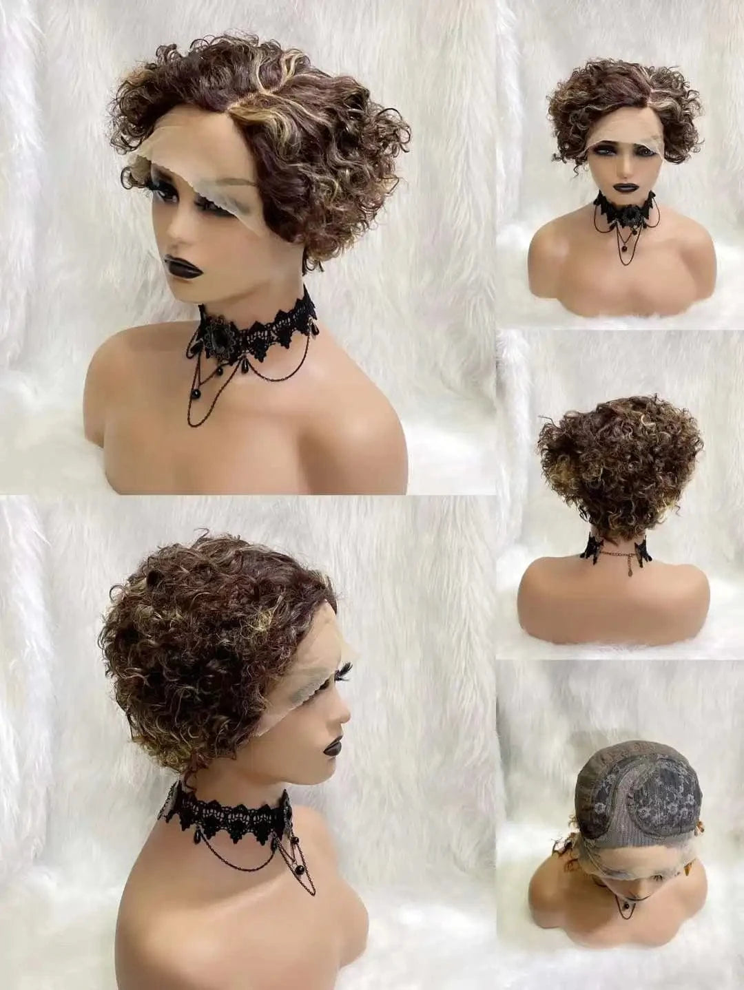 Short Human Hair Pixie Cut Lace Wigs Human Hair Cheap Short Straight Wigs For Black Women Red Blonde color