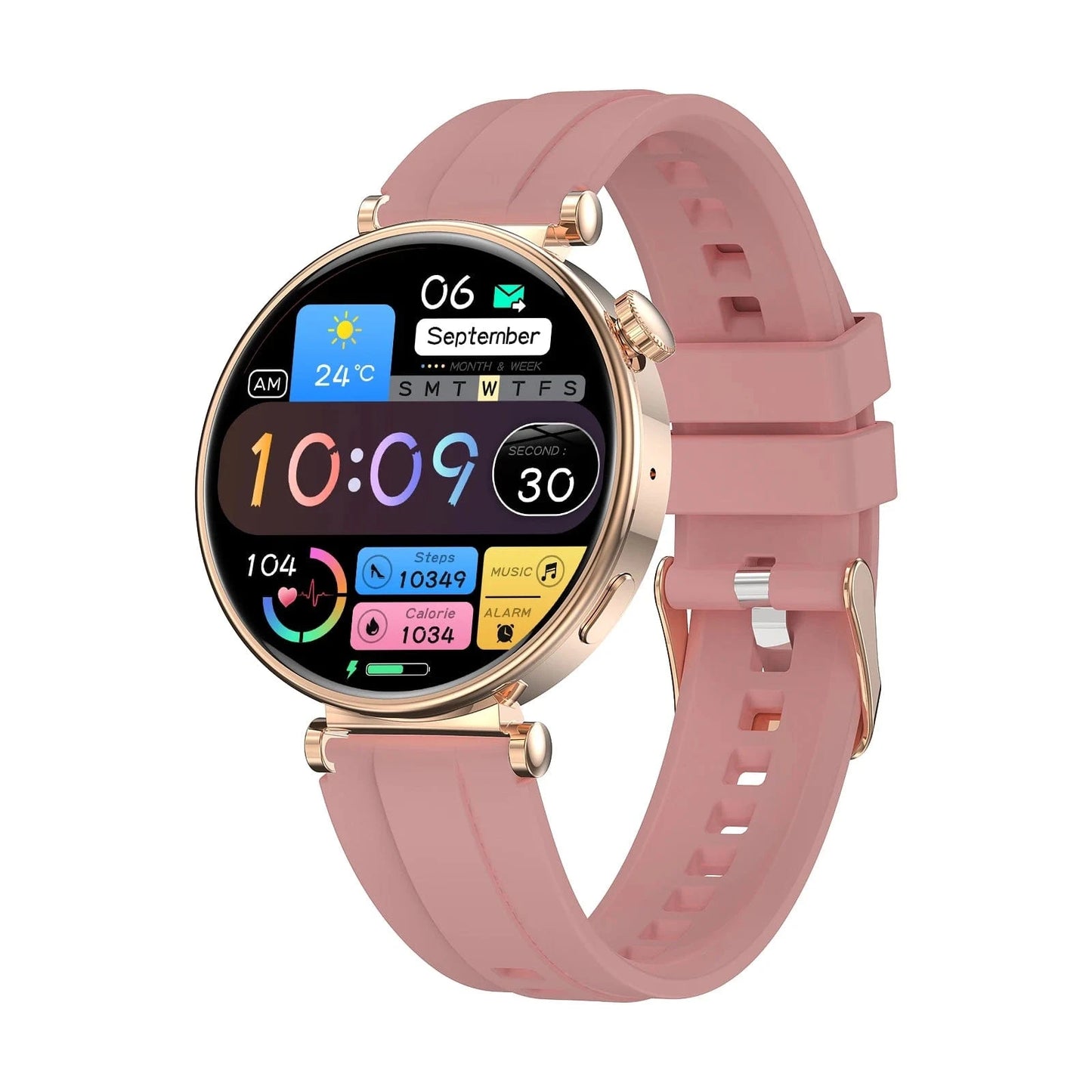 Silicone band-pink 2024 Hot sale HD AMOLED screen smart watch IP68 waterproof health monitor smart watches elegant women smartwatch