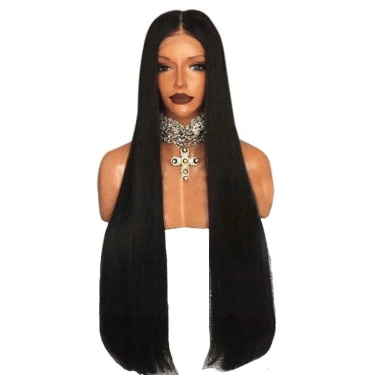 Silky Straight Unprocessed Raw Indian Human Hair Full Lace Wig, Middle Part Straight Wig with Baby Hair