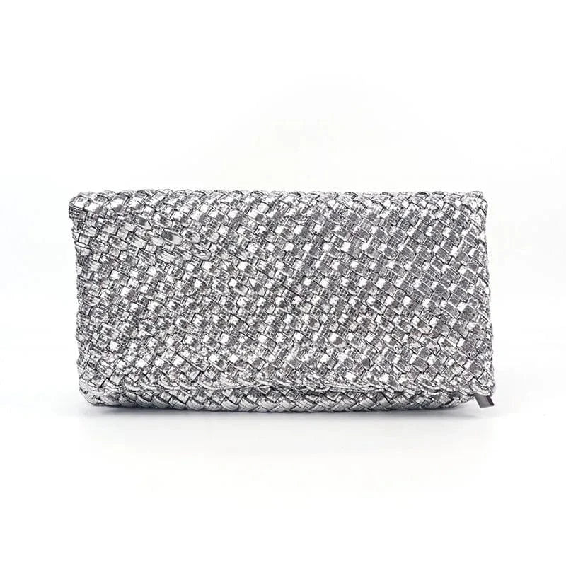 silver 2024 Winter New Arrive Party Purse Hand-knitted Wallet Hand Make Neoprene Bag Woven Luxury Clutch