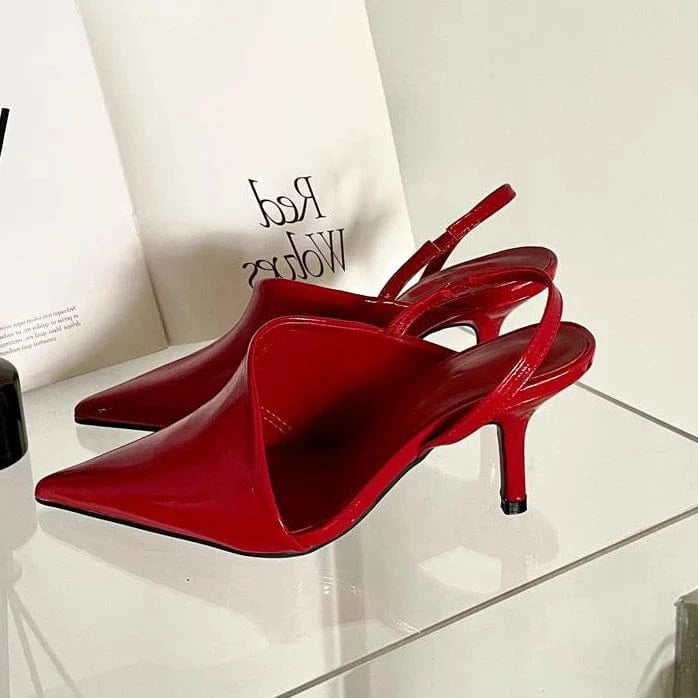 Silver black wine red fluorescent yellow white spring and summer 2023 new fashion pointed high heel sandals