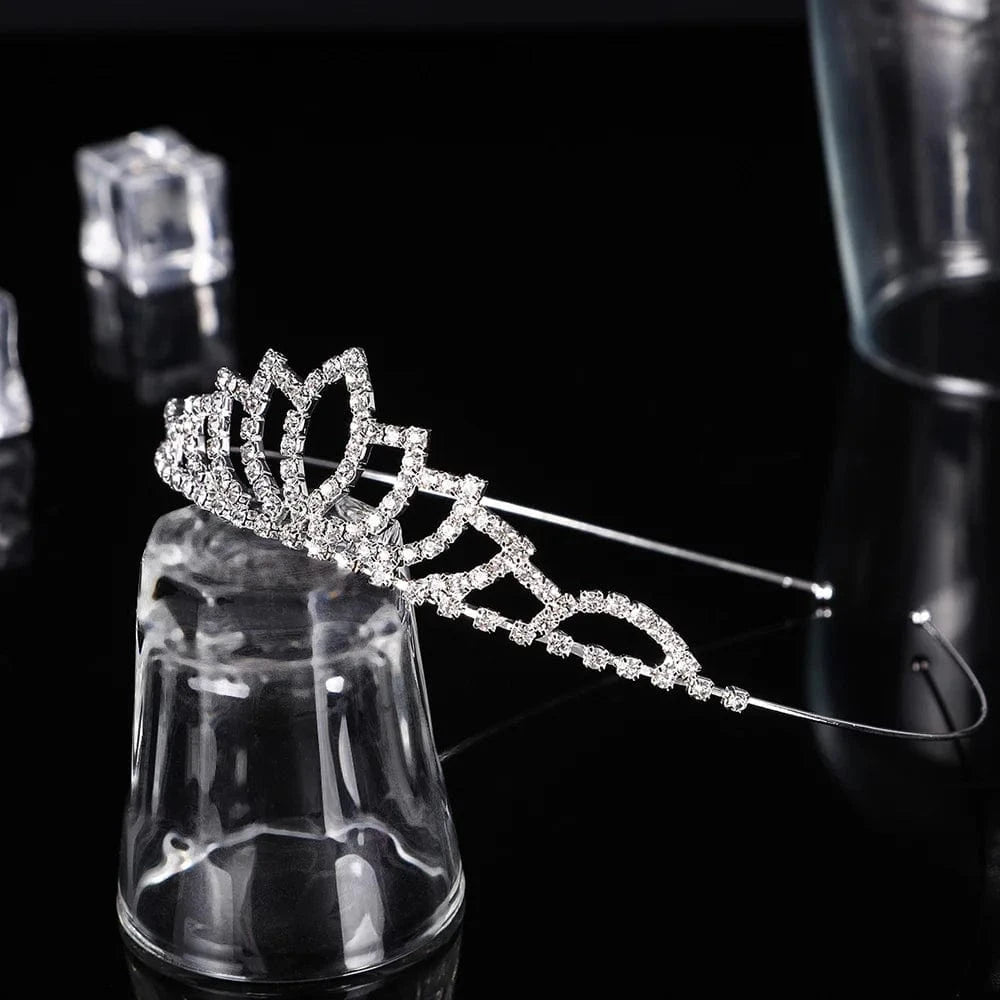 Silver Color Rhinestone Crown Tiara High Quality Handmade Crystal Hair Accessories Headband Bridal Wedding Princess Tiara Crown