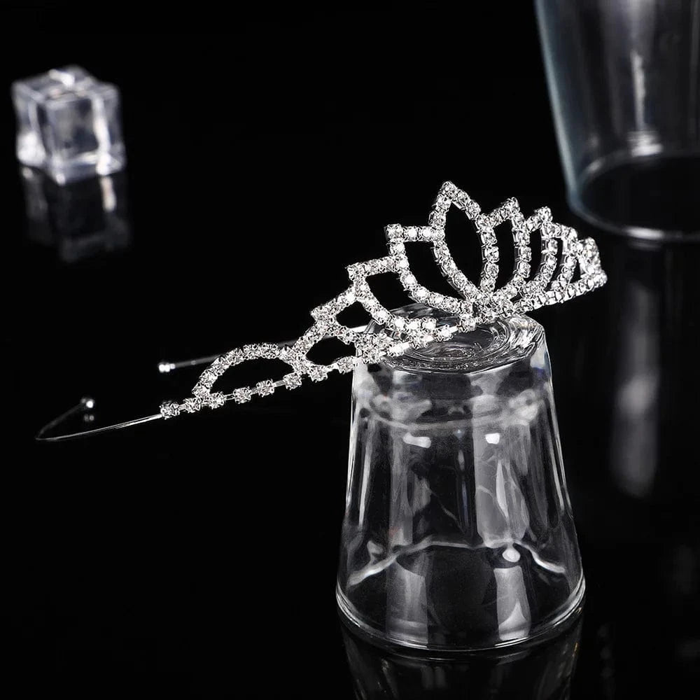 Silver Color Rhinestone Crown Tiara High Quality Handmade Crystal Hair Accessories Headband Bridal Wedding Princess Tiara Crown