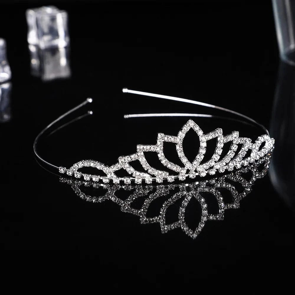 Silver Color Rhinestone Crown Tiara High Quality Handmade Crystal Hair Accessories Headband Bridal Wedding Princess Tiara Crown