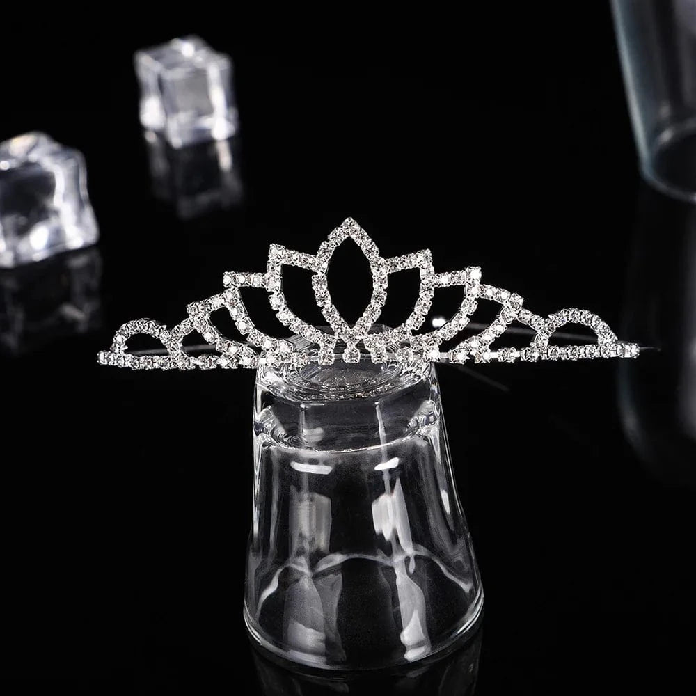 Silver Color Rhinestone Crown Tiara High Quality Handmade Crystal Hair Accessories Headband Bridal Wedding Princess Tiara Crown