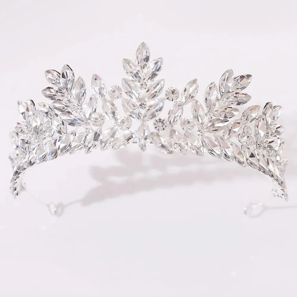 silver crown DIEZI Baroque Vintage Black Metal Green Red Crystal Opal Tiara For Women Wedding Party Dress Elegant Queen Bridal Bride Crown