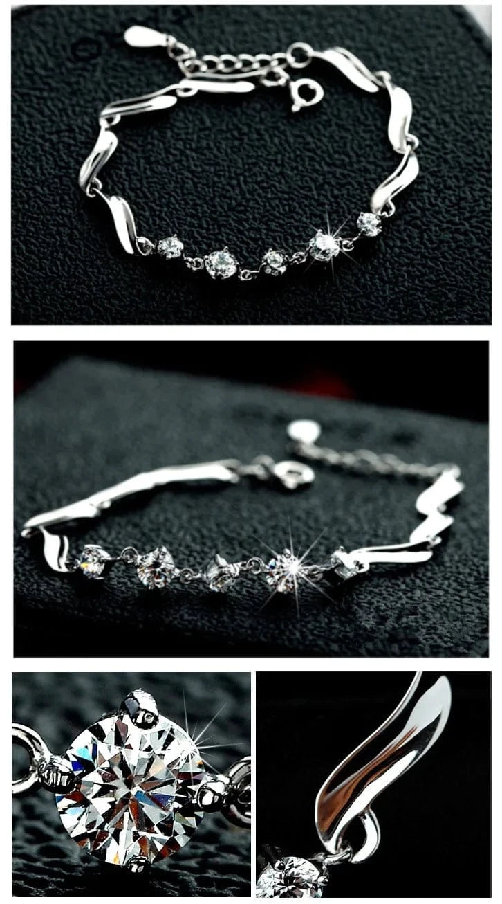 Silver Dropshipping S925 Sterling Silver Plated Bracelet Women Gift for Mom Pulsera Mujer Jewelry Diamond Bracelet Gemstone Bizuteria