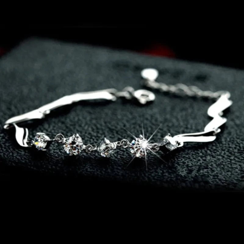 Silver Dropshipping S925 Sterling Silver Plated Bracelet Women Gift for Mom Pulsera Mujer Jewelry Diamond Bracelet Gemstone Bizuteria