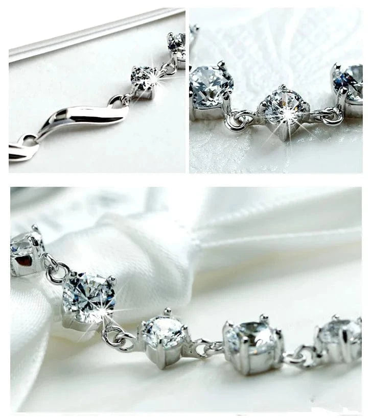Silver Dropshipping S925 Sterling Silver Plated Bracelet Women Gift for Mom Pulsera Mujer Jewelry Diamond Bracelet Gemstone Bizuteria